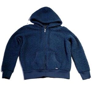 Mark New York Women's Size M Top Hoodie Faux Fur Sweater Blue